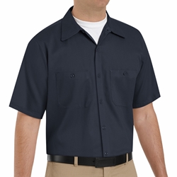 (NON FR) Navy Short Sleeve Work Shirt W/ STRIPING Emp Purchase 