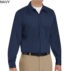 (NON FR) NAVY LONGSLEEVE WORK SHIRT W/STRIPING Emp Purchase 